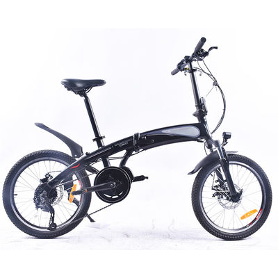20 इंच अल्ट्रा लाइट इलेक्ट्रिक फोल्डिंग बाइक 0.25KW Bafang मिड ड्राइव मोटर के साथ
